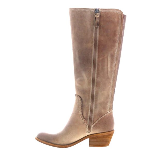 Sofft Anniston Light Taupe Vintage Distressed Leather Tall Side Zipper Boot SZ 9 - Picture 4 of 12